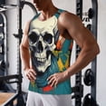 thumbnail image 5 of Rateoe Modern Hip-Hop Skull Pattern Sleeveless Gym Shirt Muscle Tee Breathable Workout Shirt Slim-Fit Tank Quick Dry Fit Muscle Tank Top Bodybuilding Sleeveless T Shirt-Medium, 5 of 7