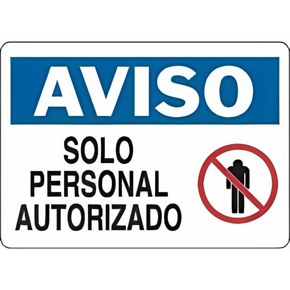 Aviso Solo Personal Autorizado Bilingual Spanish Safety Metal Tin Sign 12 x 8 Inches - Warning Caution for Yard, Office, Indoor Outdoor Restricted Zone