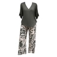 thumbnail image 4 of LIZUOJUN Women's Pajama Set 2 Piece Lounge Set Loungewear Soft Sleepwear Elegant Short Sleeve Shirt Straight Long Pants, Grey,XL, 4 of 4