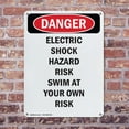 thumbnail image 4 of (2 Pack) Electric Shock Hazard Risk Swim OSHA Danger Sign 10 Inch X 14 Inch Indoor / Outdoor Rust-Free Aluminum Metal Signs for Workplace, Workshop, and Construction Site, Made in the, 4 of 8