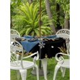 thumbnail image 2 of Outdoor Tablecloth with Umbrella Hole and Zipper, Black Christmas Round Table Cloth 54 Inch Waterproof Tablecloth, Winter Xmas Snowflakes Textured Picnic Table Cover for Patio Camping, 2 of 7