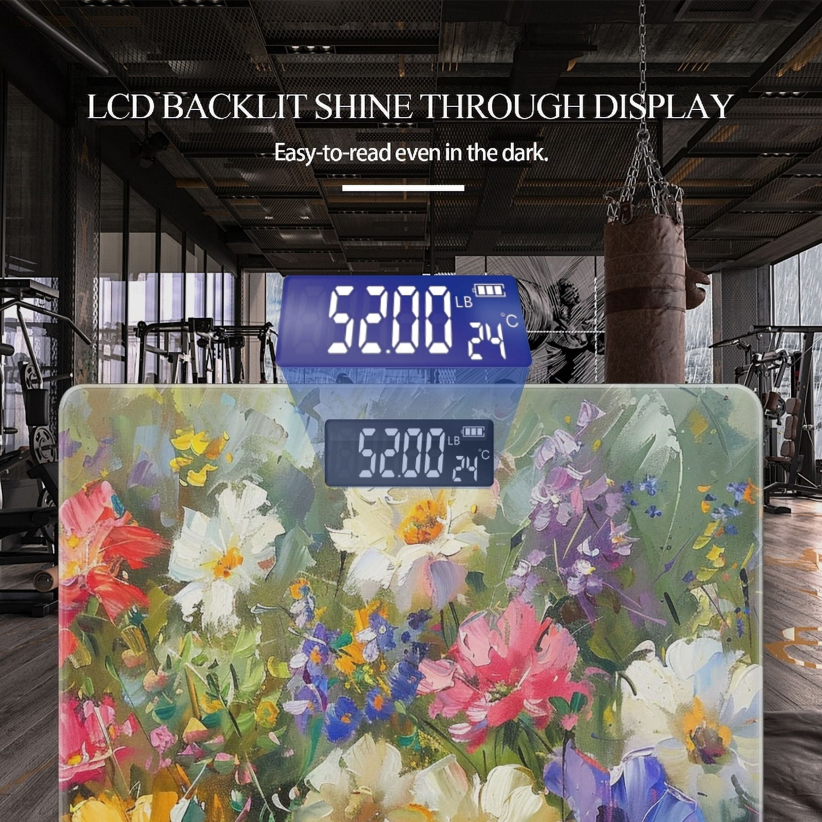 High Precision Body Weight Scale Smart Bathroom Scales with Large LCD Display(400lbs),Decorative for Bedroom-Oil Painting Of Flowers In The Style
