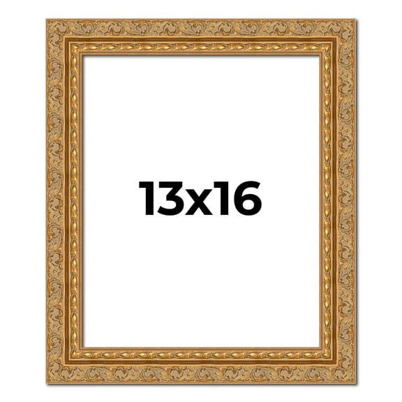 13x16 Frame Gold Ornate Solid Wood Picture Frame | 2 Inch Moulding Width | Firman Traditional Photo