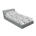 thumbnail image 2 of Ambesonne Ocean Fitted Sheet & Pillow Sham Set, Sketchy Seafood Pattern, Twin, Black and White, 2 of 2