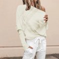 thumbnail image 2 of WEAIXIMIUNG Factory Custom Autumn Sleeve Solid Color Loose Women Off Shoulder Pullover One Line Neck Twist Knit Sweater Top, 2 of 7
