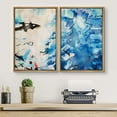 thumbnail image 4 of PixonSign Framed Canvas Print Wall Art Set Abstract Blue Brushstroke Scene Geometric Shapes Illustrations Modern Art Contemporary Colorful Ultra for Living Room, Bedroom, Office - 24"x36"x2 NATURAL, 4 of 5