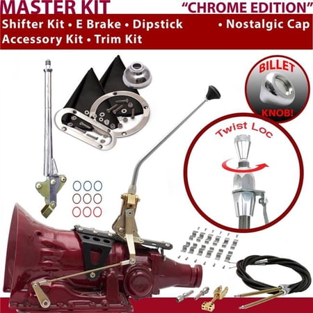 American Shifter PG Shifter Kit Chrome 12 in. E Brake Cable Clamp Trim Kit Dipstick for F1A4E