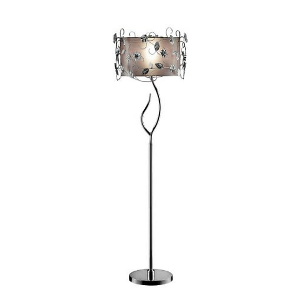 Silver Crystal Floor Lamp with Metal Base and Chrome Color Finish