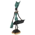 thumbnail image 1 of West African Vintage Hand Cast Bronze Figurine an African Dancer in Turquoise, 1 of 1