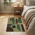 thumbnail image 3 of ODIKA 2'x3' Washable Throw Rug Non-Slip, Low Profile, Flatwoven, Easy Care Green Brown Geometric Elegance with Art Circular and Motifs Blend in for Hallway, Study Room, 3 of 7