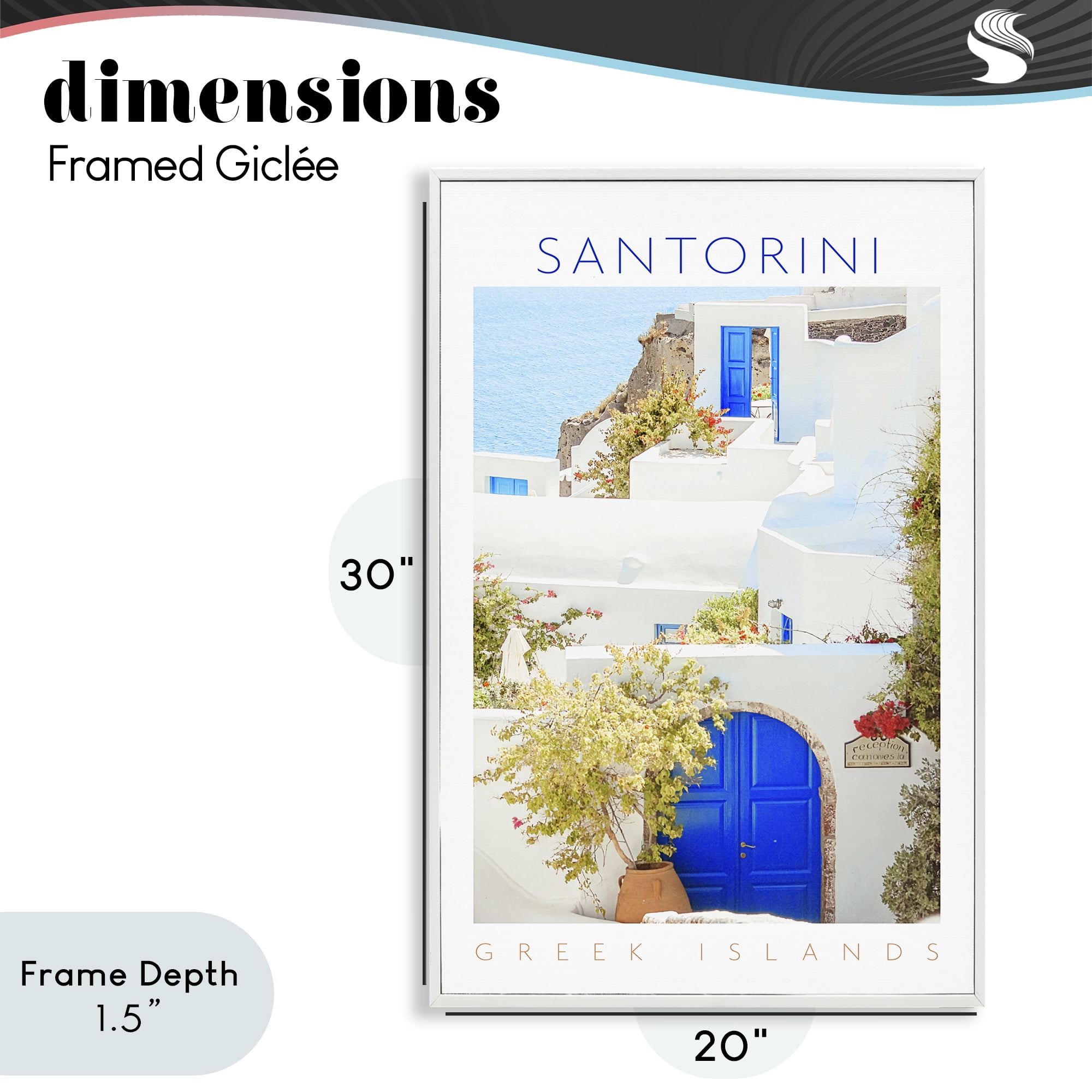 Stupell Industries Santorini Greek Islands White Framed Giclee Art, design by Erin Marie