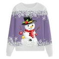 thumbnail image 4 of Fiaer Christmas Sweatshirts Women Snowman Snowflake Graphic Long Sleeve Pullovers Plus Size Crew Neck Loose Fit Trendy Tops Purple2 S, 4 of 4