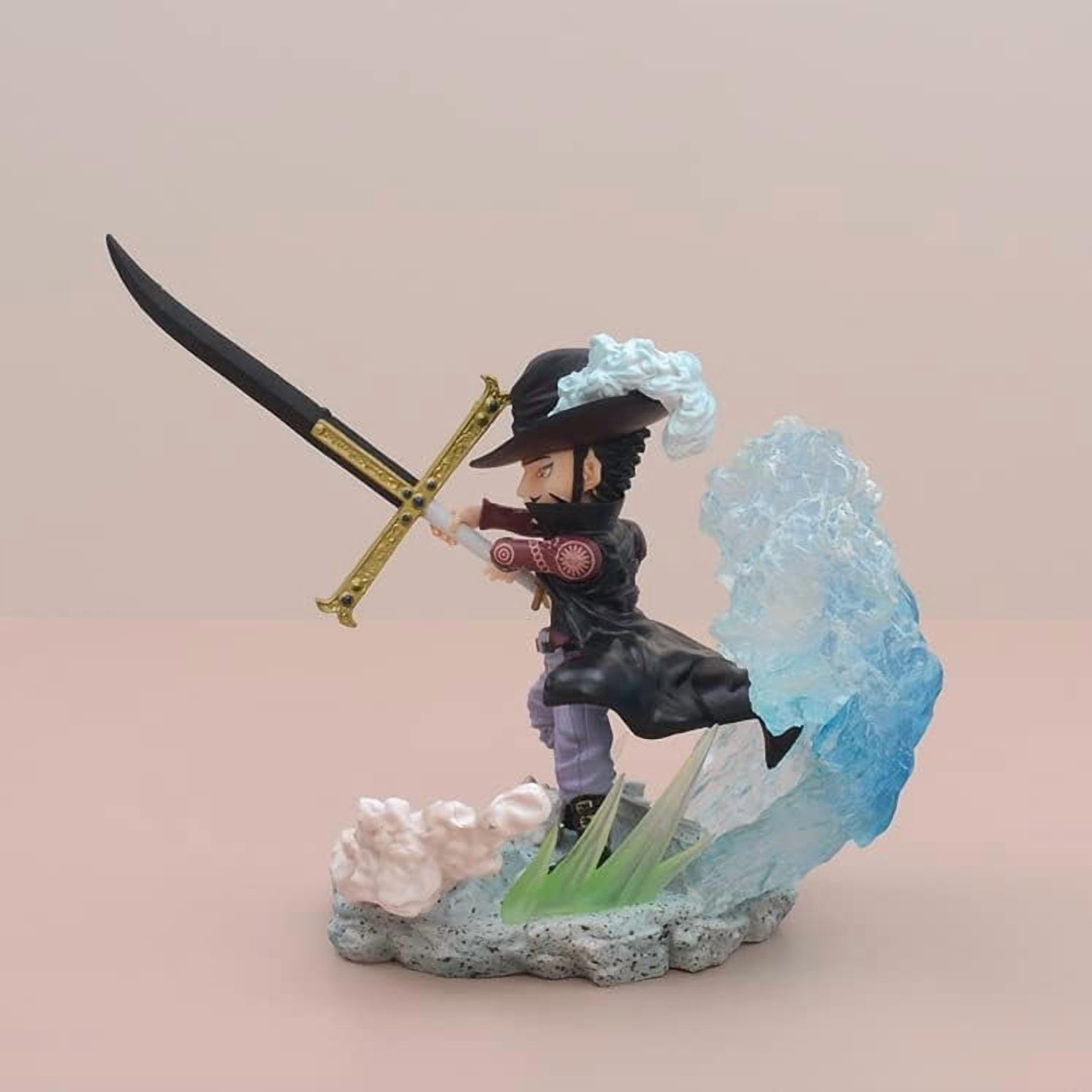 Newly Mini Figures, Luffy Zoro Doflamingo Mihawk Boa Hancock Sabo Statue Figure 12CM/4.7INCH Action Figures Cartoon Toys Anime Collection Decoration (Mihawk)