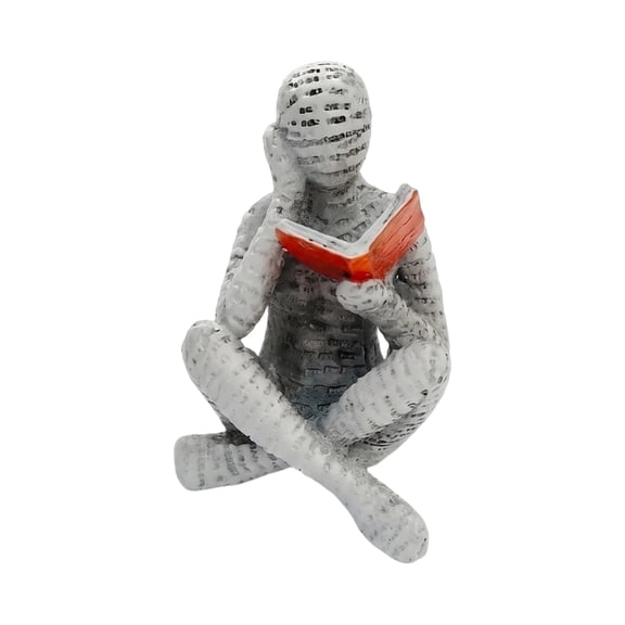 Reading Woman Figurine,Woman Reading Bookshelf Decor,Thinker Style Resin Statue, Abstract Sculptures Figurines for Home Decor Modern Office Shelf Desktop