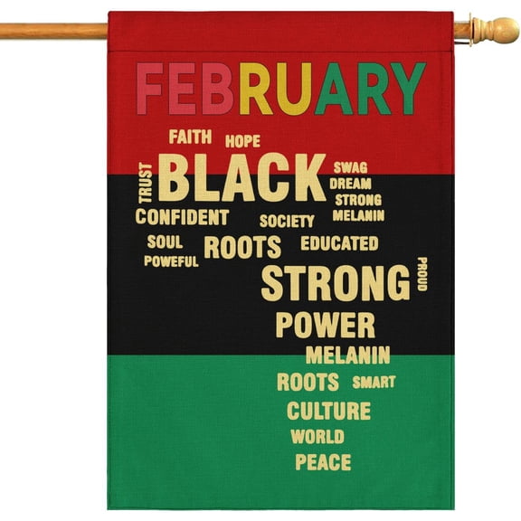 Black History Month House Flag February Decorative Sign Vertical Double Sided Large Porch Yard Lawn Decorations 28x40 Inch