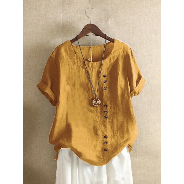 Ropa de calle de lino y algodón para mujer, Tops Y2k, camiseta Vintage de moda, camisas casuales para mujer, ropa elegante, camisetas