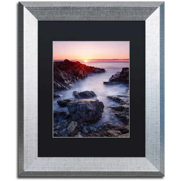 Trademark Fine Art "Marginal Way Sun" Canvas Art by Michael Blanchette Photography Black Matte, Silver Frame
