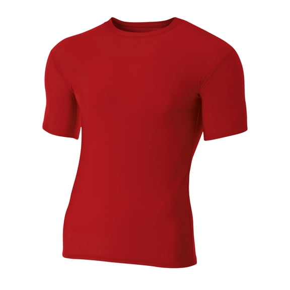 A4 Teen Short Sleeve Compression Crew For Teen Male in Scarlet | NB3130