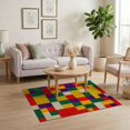 thumbnail image 3 of ODIKA Whimsical Checkered Maximalist Contemporary Funky Plush Hippie Stain Resistant Low Profile for Dorm Room, Small Living Apartment, 3 of 7