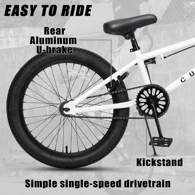 cubsala, Kids BMX Bike Freestyle 20 in, with 4 Pegs, White
