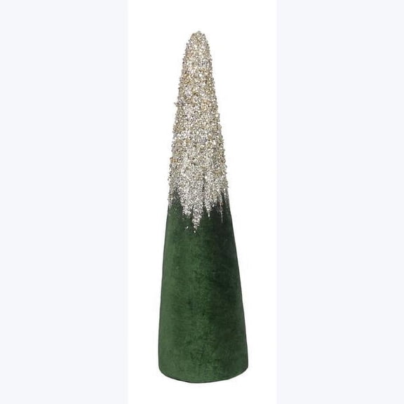 94996 - Velvet Green Christmas Cone Tree with Gold Glitters