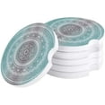 thumbnail image 1 of FMSHPON Mandala Pattern Gray Gradient Set of 2 Car Coaster for Drinks, Absorbent Ceramic Stone Coasters Cup Mat with Cork Base for Home Kitchen Room Coffee Table Bar Decor, 1 of 5
