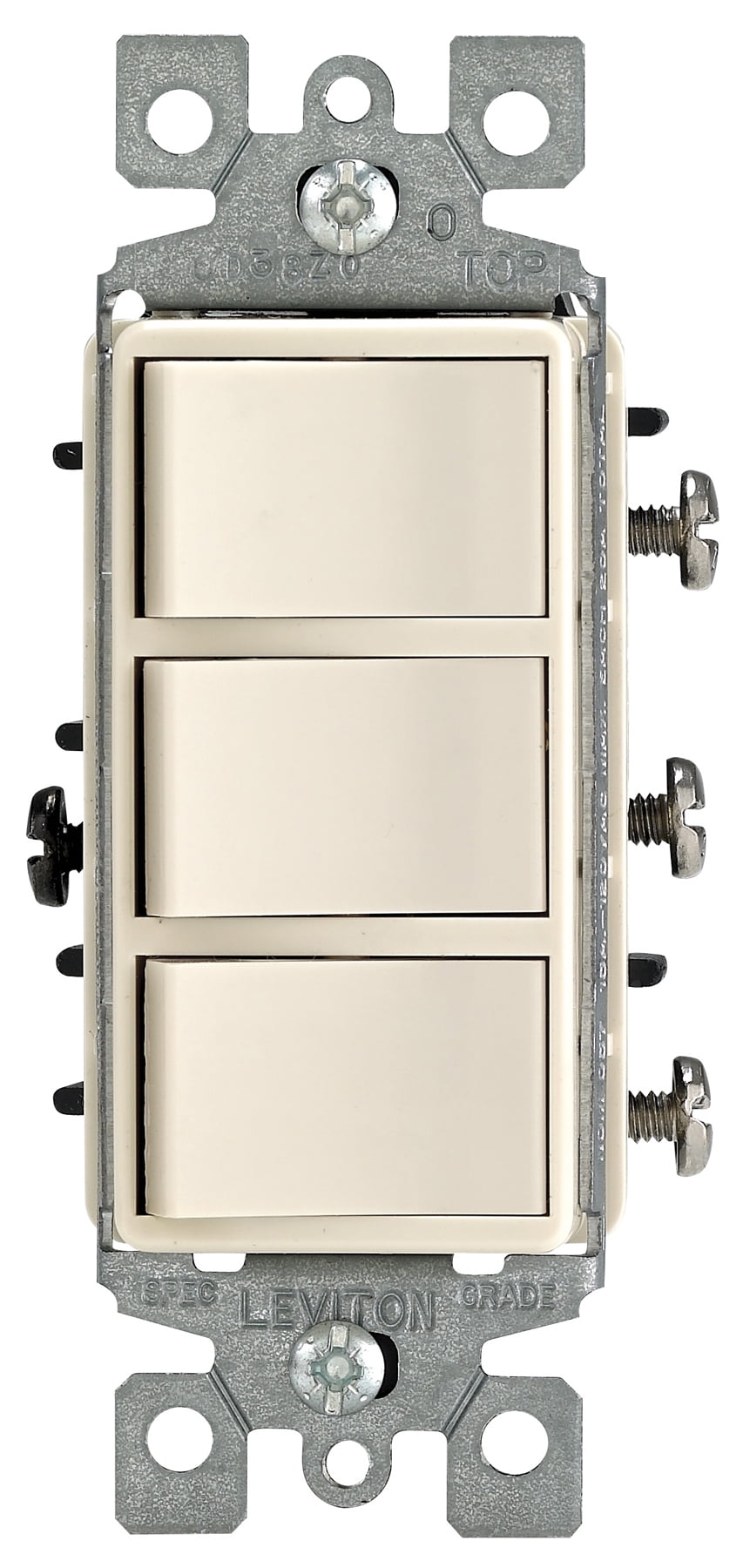 Leviton Mfg R66-01755-0TS Light Almond Decora Triple Rocker Combination Switch