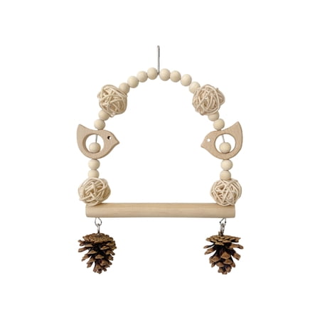 Foraging Toys for Birds Bird Toys for Parakeets Pine Cone Accents Rattan Vine Balls 10X10 In Bird Perch Stand Hanging Bird Cage Stainless Steel 1 Pc