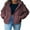 Purple, variant on SHEWIN Womens Hooded Puffer Jacket Full Zipper Short Coat with Pockets Winter Warm Outerwear Petite
