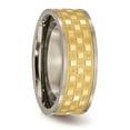 thumbnail image 4 of Grey Titanium Ring Band Wedding 8mm Yellow IP-plated Satin and Polished Checkered, 4 of 6