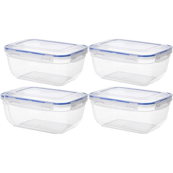 Superio Sealed Food Storage Containers, 10 Cup, 80 Oz, Airtight Leak Proof Meal Prep Containers, Rectangle Shape, Microwave and freezer safe, BPA-free Plastic (4, 2.5 Quart)