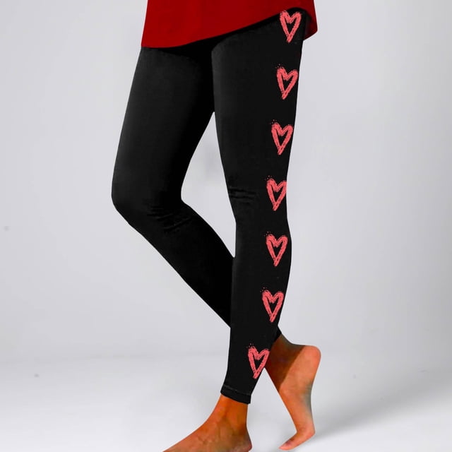 MKLEKYY Leggings deportivos para mujer Pantalones de yoga estampados casuales para el día de San Valentín para mujer Leggings