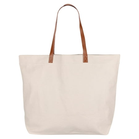 Styled Basics - Styled Basics, Large Off-White Canvas Tote Bag with ...
