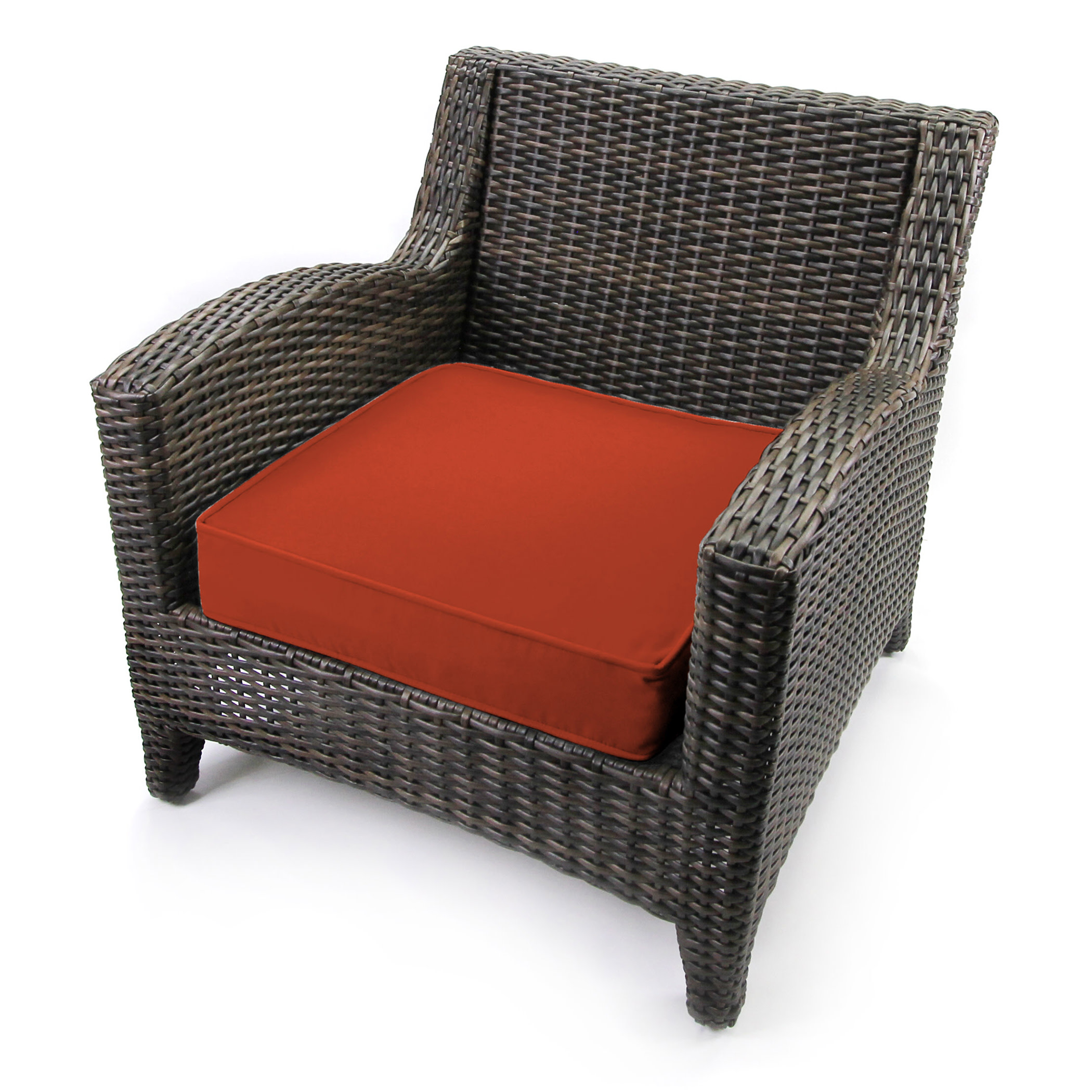 Jordan Manufacturing Sunbrella 21.5" x 22.5" Canvas Terracotta Red Solid Rectangular Outdoor Deep Seat Chair Cushion Set with Ties and Welt