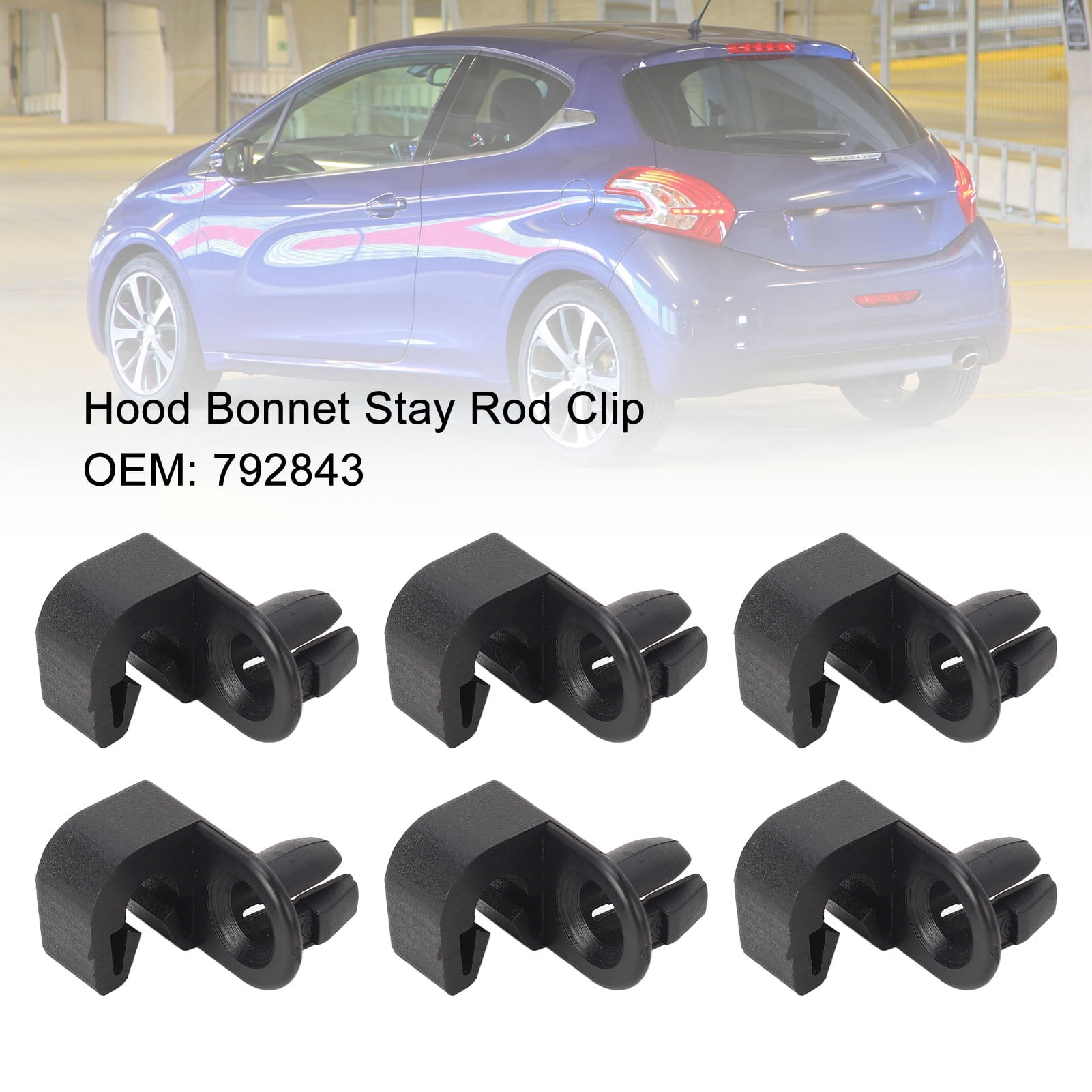 Lot De 8 Clips De Support De Tige De Capot Pour Peugeot 208/308 Et Citroën C2/C3/C4 – Réf. OEM 792843, Noir