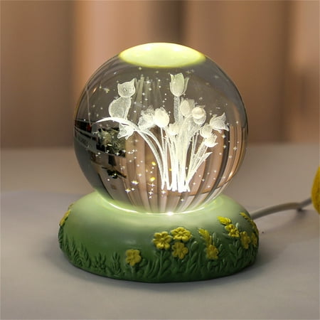 

CozyQx Home Decor Living Room 3D Crystal Lamp 3D Flower Crystal Night Light with Warm Lamp and Colored Lamp Base Ideal Birthday Gift for Friends Lovers Boys and Girls