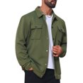 thumbnail image 5 of Men's Casual Shacket Button Long Sleeves Trucker Jacket for Everyday Wear XL Green, 5 of 6