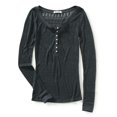 thumbnail image 2 of Aeropostale Sheer Henley Shirt para mujer, gris, grande Aeropostale henley, 2 of 2