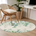thumbnail image 4 of Small Round Rug 3Ft Washable Non-Slip, Green Eucalyptus Leaves Circle Area Rugs for Living Room Bedroom, Spring Daily Flowers Botanical Linen Indoor Floor Mats Carpet Runner for Home Decor, 4 of 8