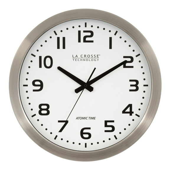 La Crosse Technology 16-Inch Stainless Steel Atomic Analog Wall Clock, WT-3161WH