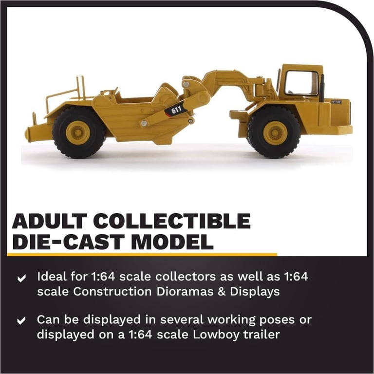Diecast Masters 1:64 Caterpillar 611 Wheel-Tractor Scraper, Play