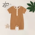 thumbnail image 2 of KPOPLK Unisex Newborn Baby Jumpsuit Pure Cotton Short Sleeve Romper Baby One Piece Soft Comfortable Pure Cotton Baby Clothes for Boys and Girls Size 12-18 Months,Yellow, 2 of 9