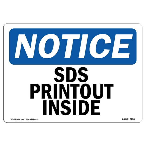 OSHA Notice Sign - SDS Printout Inside | Plastic Sign | Protect Your Business, Construction Site, Warehouse & Shop Area |  Made in the USA