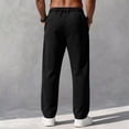 thumbnail image 5 of Mens Jeans Washed Denim Wide Leg Trousers Drawstring Elastic Waist Straight Leg Pants Loose Fit Casual Denim Pants, 5 of 6