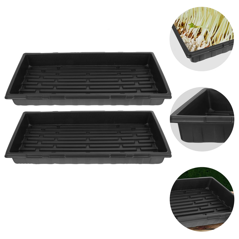 Baluue 2-Pack Black Starter Trays for Home Gardening, Plant Growing Kit for Seed Germination and Propagation
