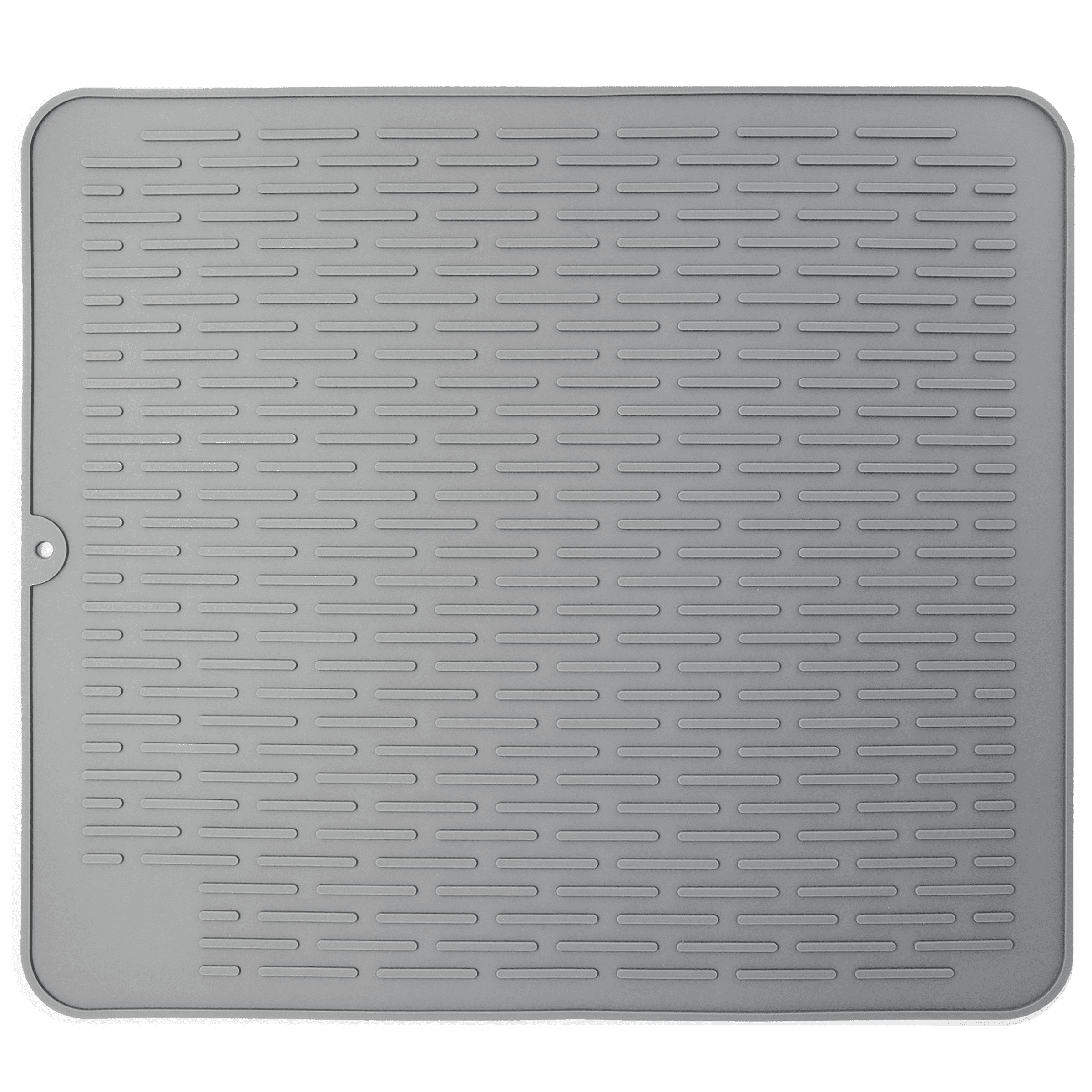 Silicone Dish Drying Mat Large HGYZE Reusable Non-slip & Heat Resistant Quick Drying Pad, Dishwasher Safe, Eco-friendly Grey 17.7' x 15.7' Size Mats for Kitchen Counter Trivets