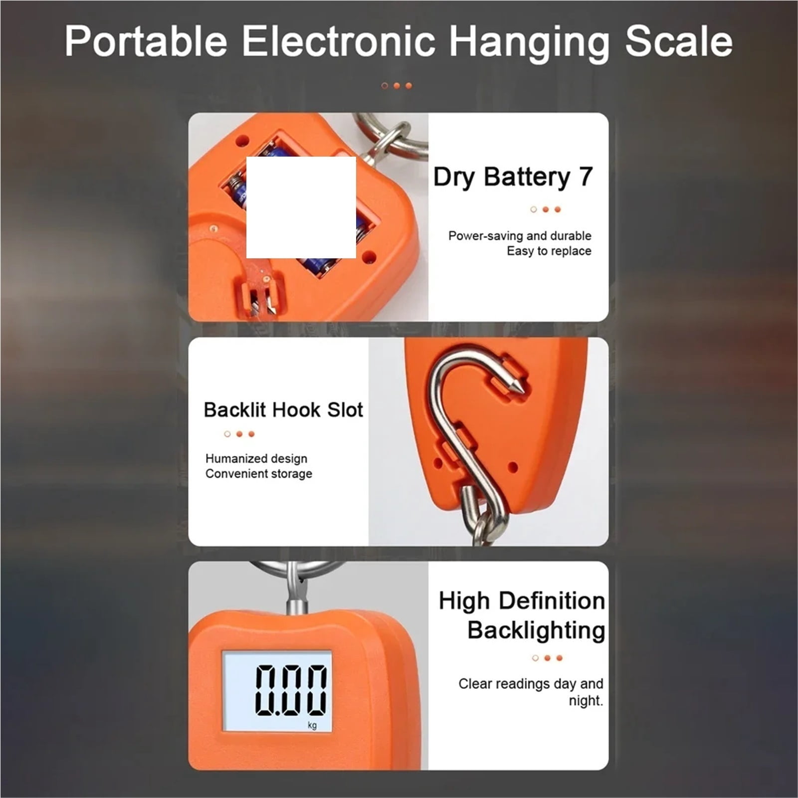 200kg/440lb Crane Scale Digital Hanging Scale Heavy Duty Hanging Hook Scales ,Multiple Functions
