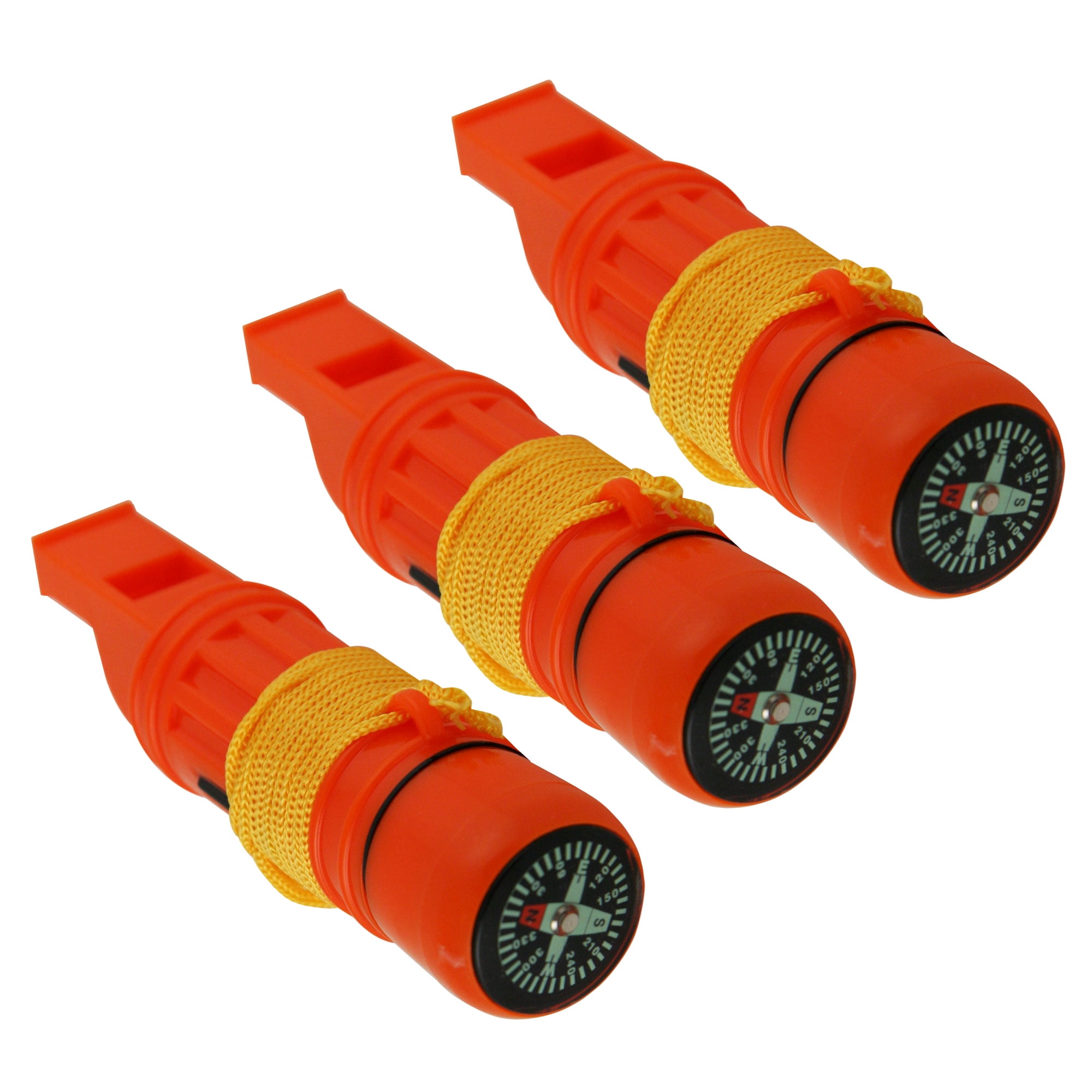 5in1 Emergency Hiking Camping Survival Compass Whistle Tool Color Orange #CCH5-1 