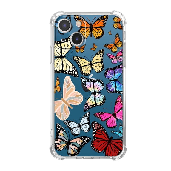 Butterfly Clear Case for iPhone 13,Transparent Soft TPU Bumper Full Cover Case