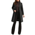 thumbnail image 2 of INSPIRE CHIC Women's Notched Lapel Single Breasted Outwear Work Long Winter Coat XS Black Gray, 2 of 6